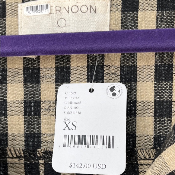 Free People Gingham Black and Cream Mini Dress Size XS - Picture 3 of 14